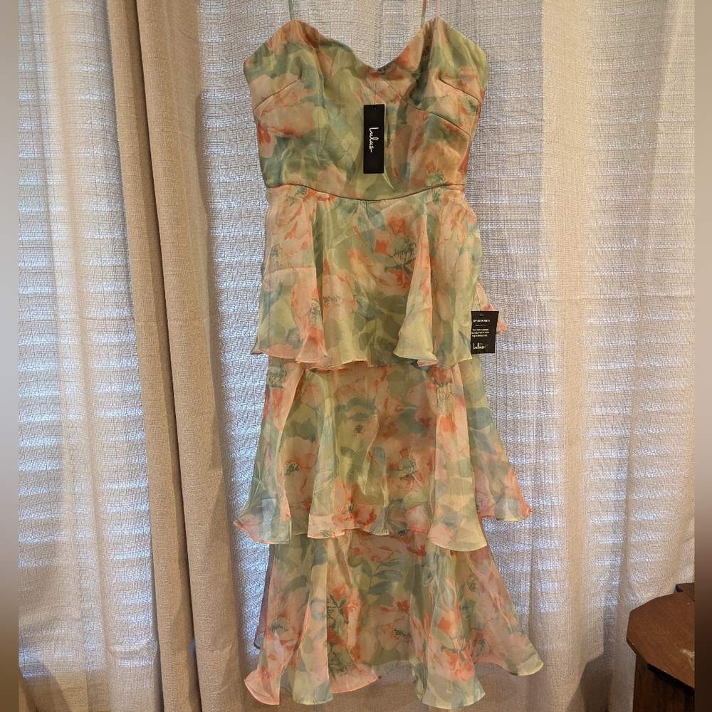 Lulus Medium Watercolor Floral Ruffle Tier Dress